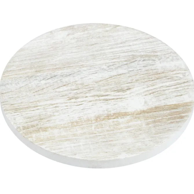 Absorbent Stone Coaster - Round - Whitewashed Wood