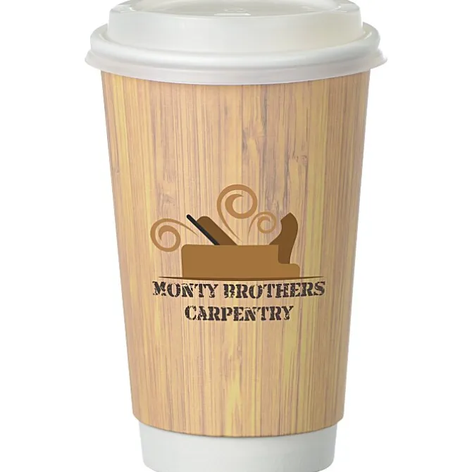 Bamboo Full Color Insulated Paper Cup with Lid - 16 oz.