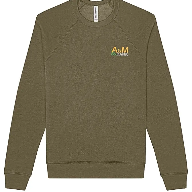 Bella+Canvas Solid Sponge Fleece Raglan Crewneck - Embroidered
