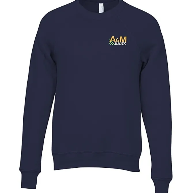 Bella+Canvas Solid Sponge Fleece Raglan Crewneck - Embroidered