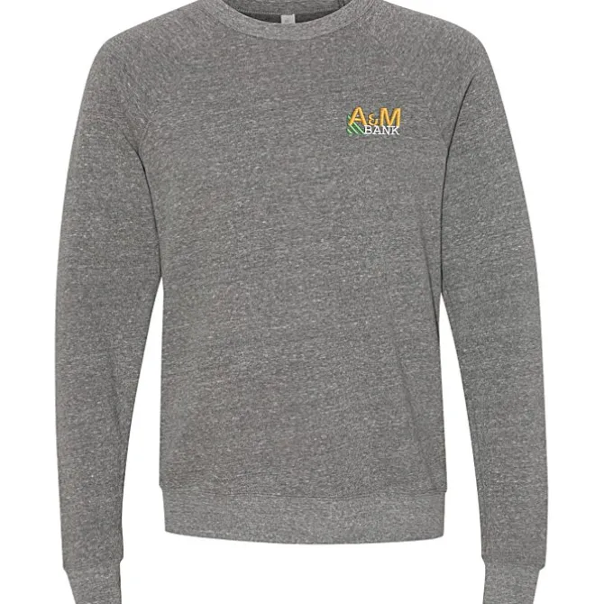 Bella+Canvas Solid Sponge Fleece Raglan Crewneck - Embroidered