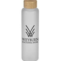 Belle Frosted Glass Bottle with Bamboo Lid - 20 oz.