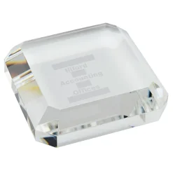 Beveled Crystal Paperweight - Square