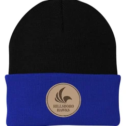 Big Cuff Knit Cap - Two Tone - Laser Engraved Patch