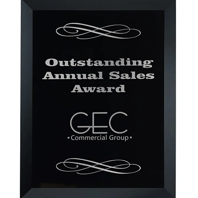 Black Glass Wall Plaque - 9 inches