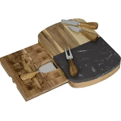 Black Marble Cheese Board Set