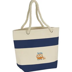 Capri Stripes Cotton Tote - Embroidered