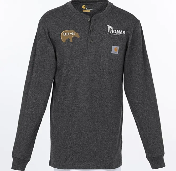 Carhartt Long Sleeve Henley Shirt - Embroidered