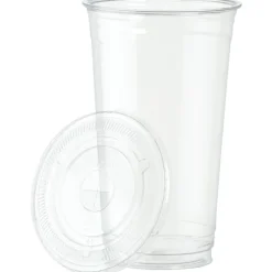 Clear Soft Plastic Cup with Lid - 32 oz