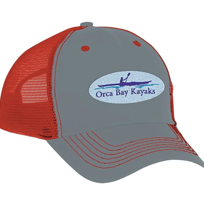 Color Accent Mesh Snapback Cap - Embroidered