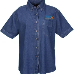 Cotton Short Sleeve Denim Shirt - Ladies'