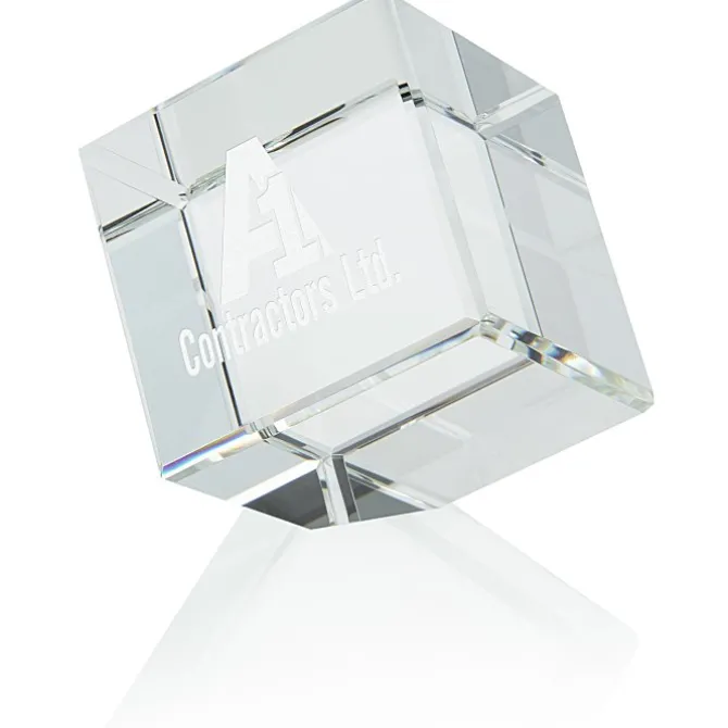 Crystal Corner Block Award - 4 inches