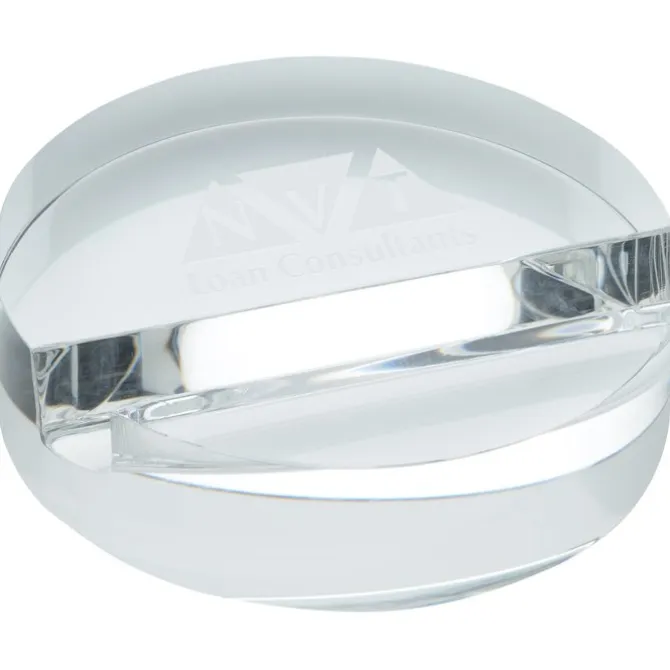 Crystal Paperweight Phone Stand - Round