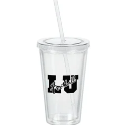 Customized Acrylic Tumbler with Straw - 16 oz - Clear