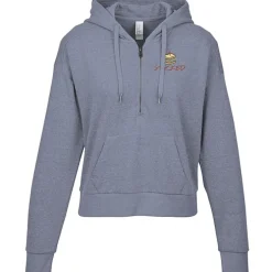 District Perfect Tri Iconic Fleece 1/2-Zip Pullover Hoodie - Ladies' - Embroidered
