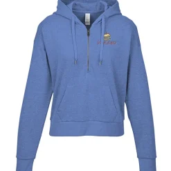 District Perfect Tri Iconic Fleece 1/2-Zip Pullover Hoodie - Ladies' - Embroidered