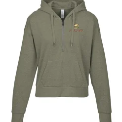 District Perfect Tri Iconic Fleece 1/2-Zip Pullover Hoodie - Ladies' - Embroidered