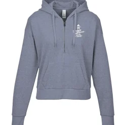 District Perfect Tri Iconic Fleece 1/2-Zip Pullover Hoodie - Ladies' - Screen