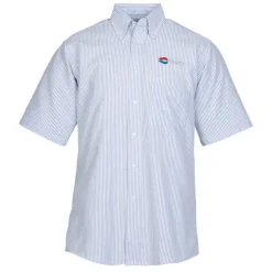 Easy Care Short Sleeve Stripe Oxford Shirt - Men's