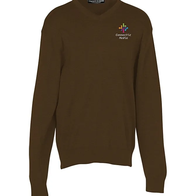 Fine Gauge Acrylic Blend V-Neck Sweater - Men's