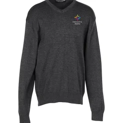 Fine Gauge Acrylic Blend V-Neck Sweater - Men's