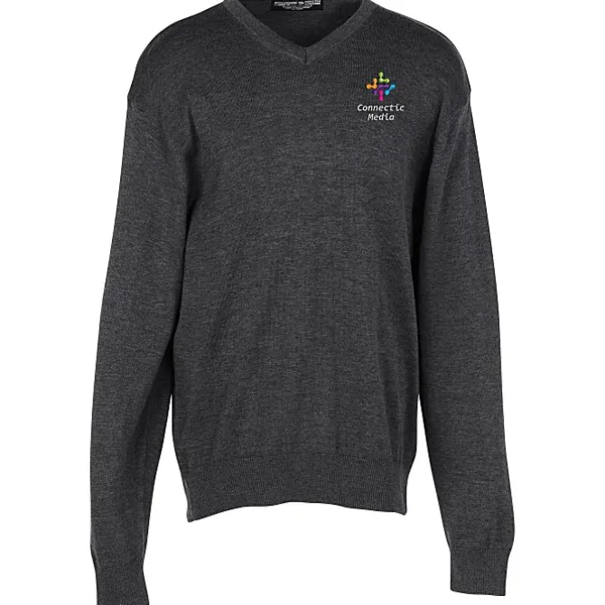 Fine Gauge Acrylic Blend V-Neck Sweater - Men's