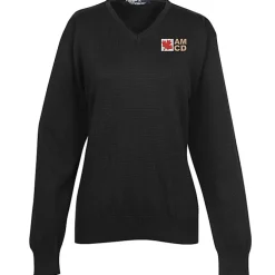Fine Gauge Acrylic Blend V-Neck Sweater - Ladies'