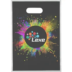 Full Color Die Cut Handle Plastic Bag - 13 inches x 9 inches - Clear