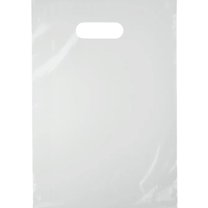 Full Color Die Cut Handle Plastic Bag - 13 inches x 9 inches - Clear