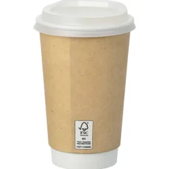 Full Color Insulated Paper Cup with Lid - 16 oz. - Natural