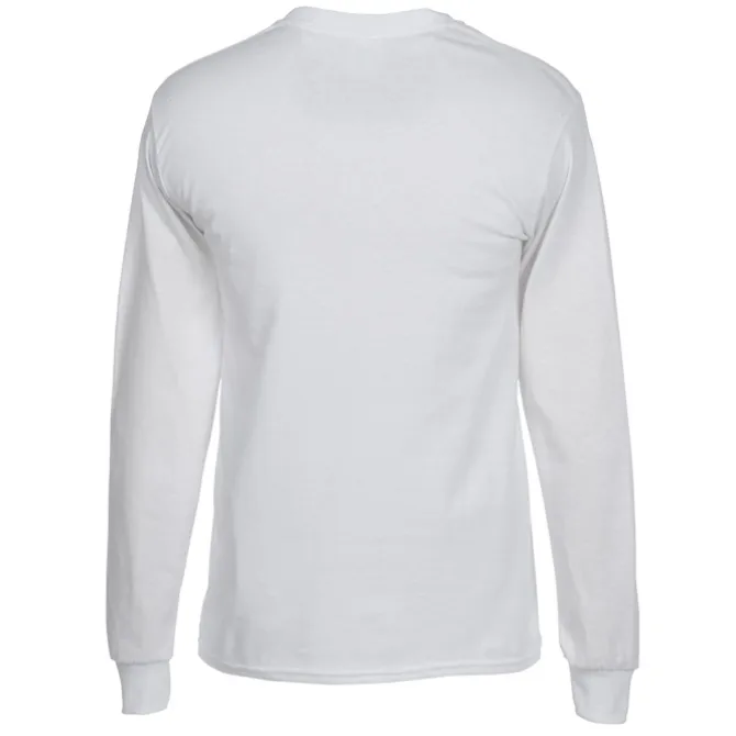 Gildan 5.3-oz Cotton LS T-Shirt - Full Color - White