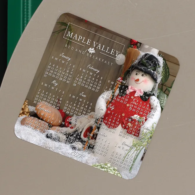 Greeting Card with Magnetic Calendar - Snowman