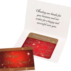 Greeting Card with Magnetic Calendar - Red & Gold New Year