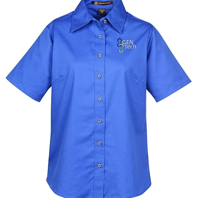 Harriton Twill SS Shirt with Stain Release - Ladies'