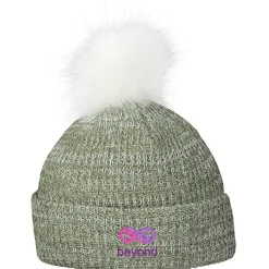 Heathered Faux Fur Pom Beanie