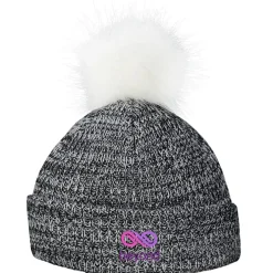 Heathered Faux Fur Pom Beanie