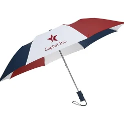 42-inch Folding Umbrella with Auto Open - Red / White / Blue - 42-inch Arc