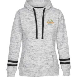 J. America Melange Stripe Sleeve Hoodie - Ladies' - Embroidered