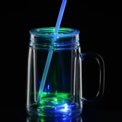 Light-Up Mason Jar with Straw - 18 oz.