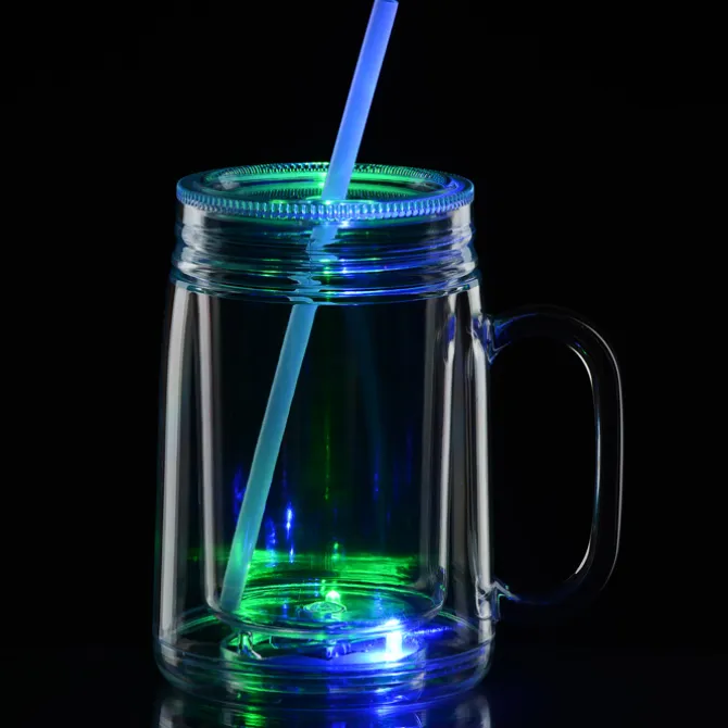 Light-Up Mason Jar with Straw - 18 oz.