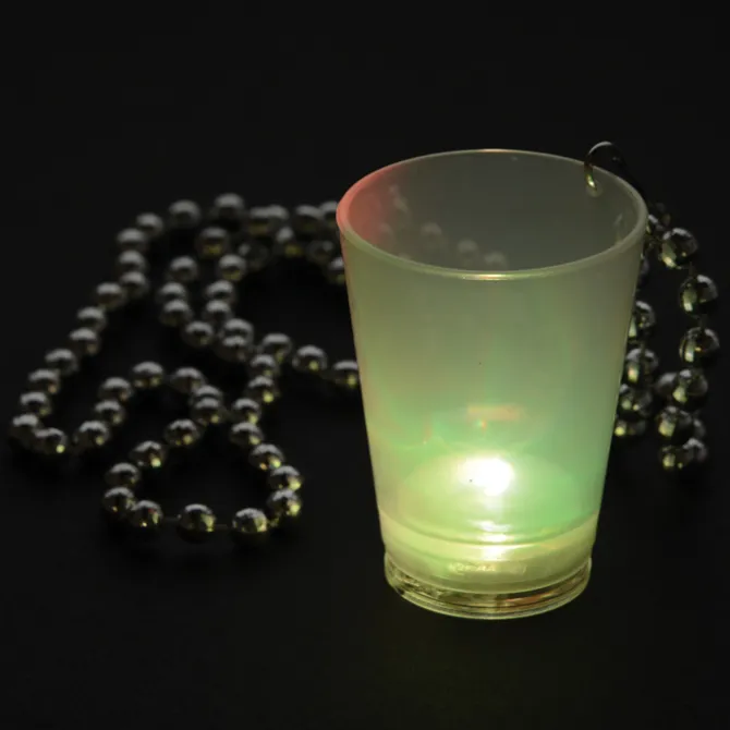 Light-up Shot Glass on Beaded Necklace - 2 oz. - Multi - 24 hr