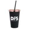 Matte Rubberized Tumbler with Straw - 16 oz. - Metallic Lid