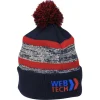 Melange Striped Pom Pom Cuffed Beanie