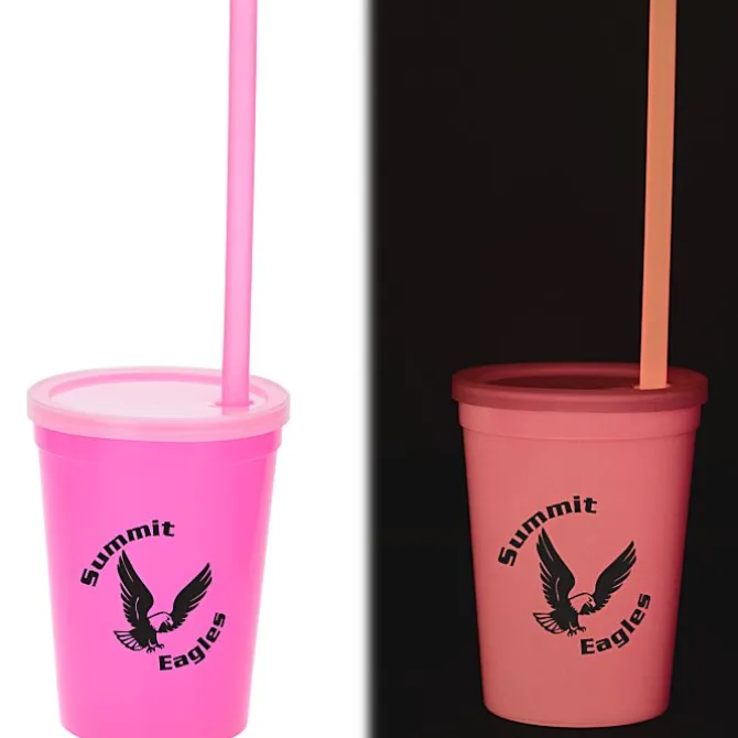 Nite Glow Stadium Cup with Straw - 11 oz. - 24 hr