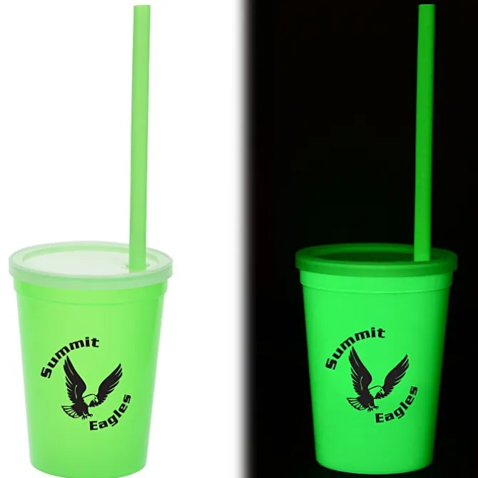 Nite Glow Stadium Cup with Straw - 11 oz. - 24 hr