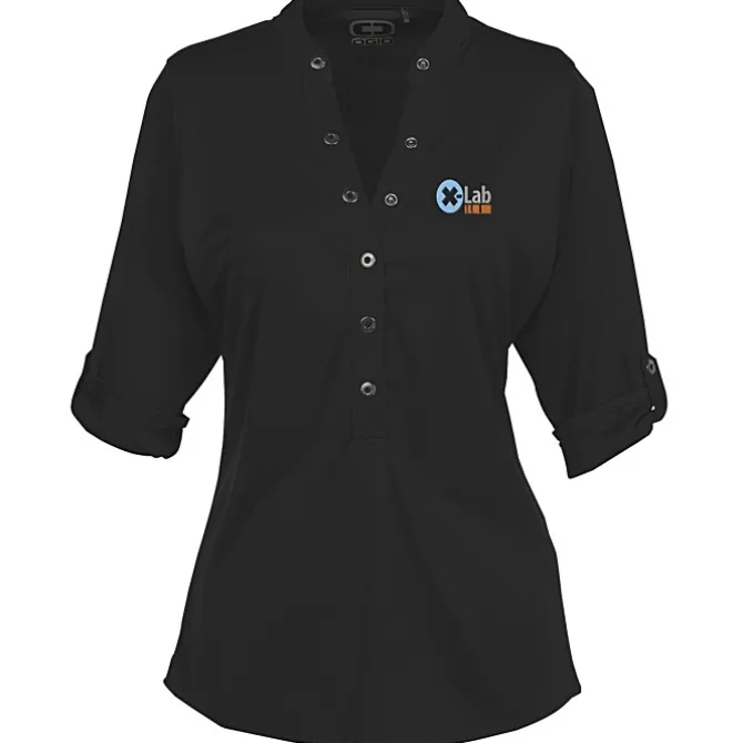 OGIO Poly Interlock Stay-Cool Henley - Ladies' - 24 hr