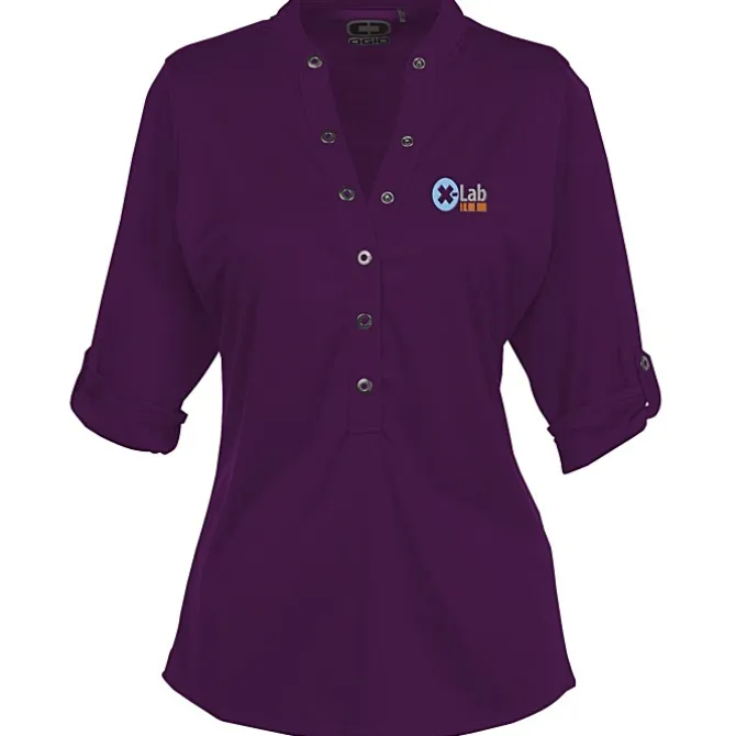 OGIO Poly Interlock Stay-Cool Henley - Ladies' - 24 hr