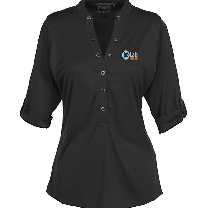 OGIO Poly Interlock Stay-Cool Henley - Ladies' - 24 hr