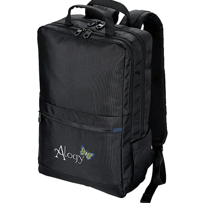 Ollie Laptop Backpack with Duo Charging Cable - Embroidered