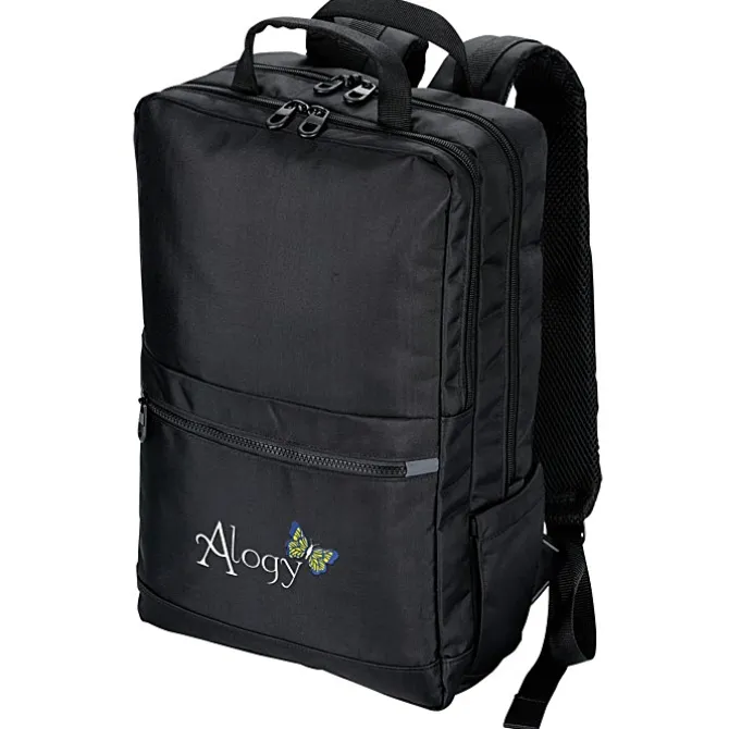 Ollie Laptop Backpack with Duo Charging Cable - Embroidered